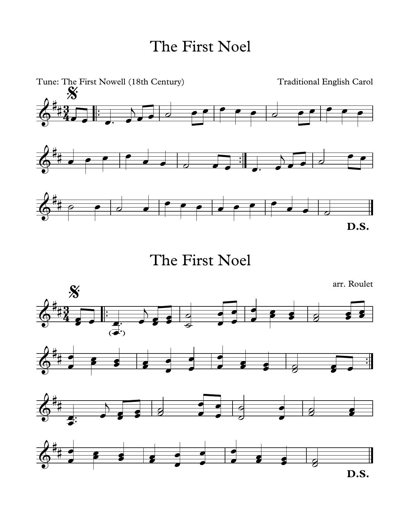 Download Traditional English Carol First Noel (arr. Patrick Roulet) Sheet Music
