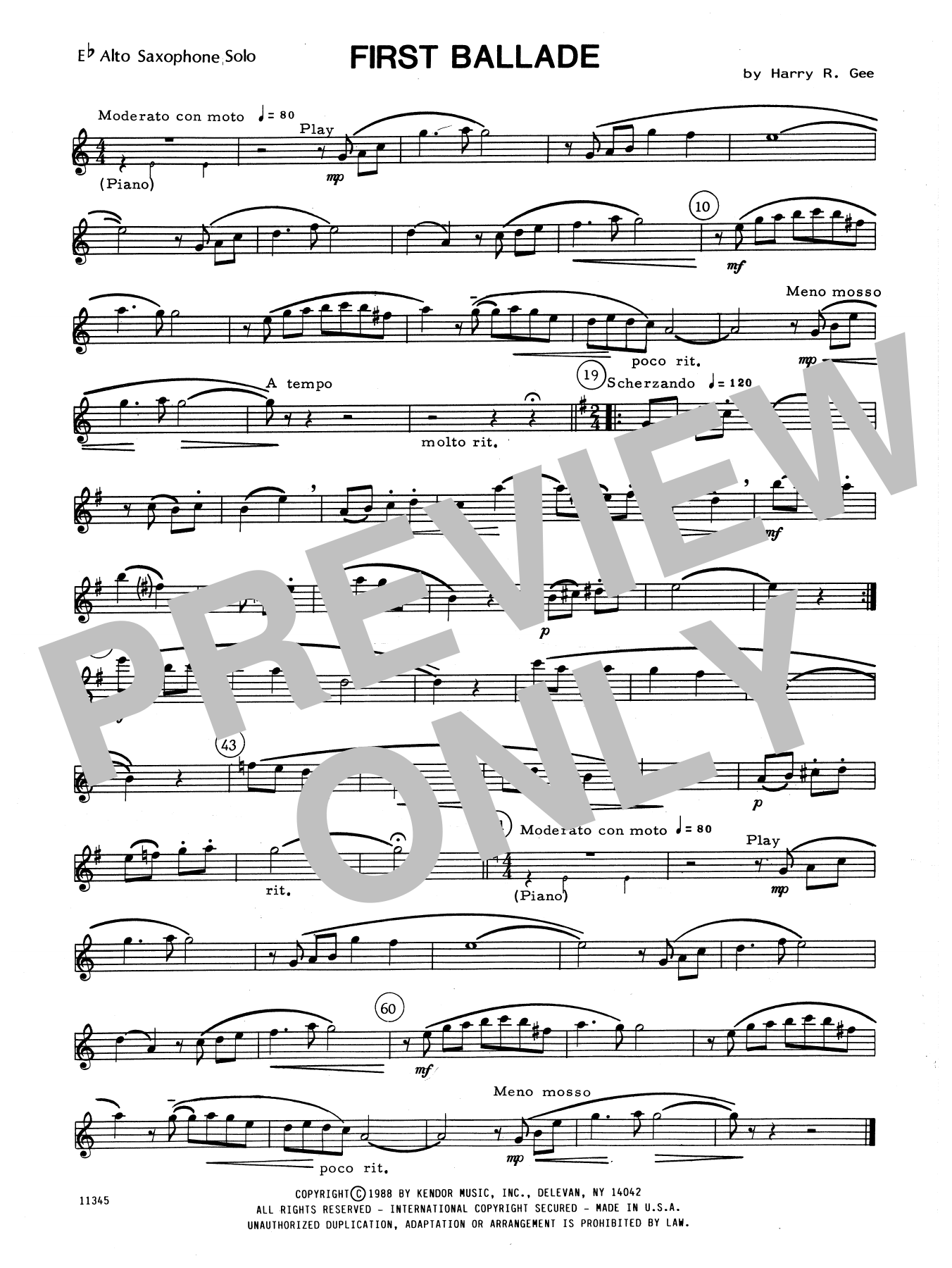 Download Harry Gee First Ballade - Eb Alto Saxophone Sheet Music