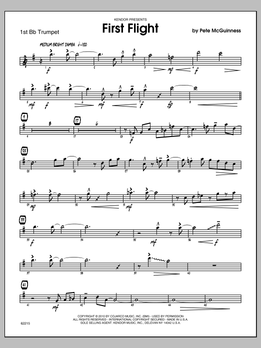 Download McGuinness First Flight - 1st Bb Trumpet Sheet Music