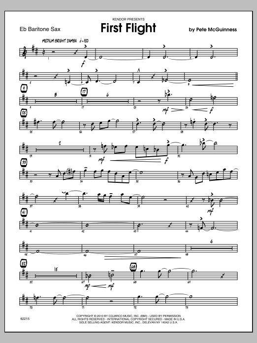 Download McGuinness First Flight - Baritone Sax Sheet Music