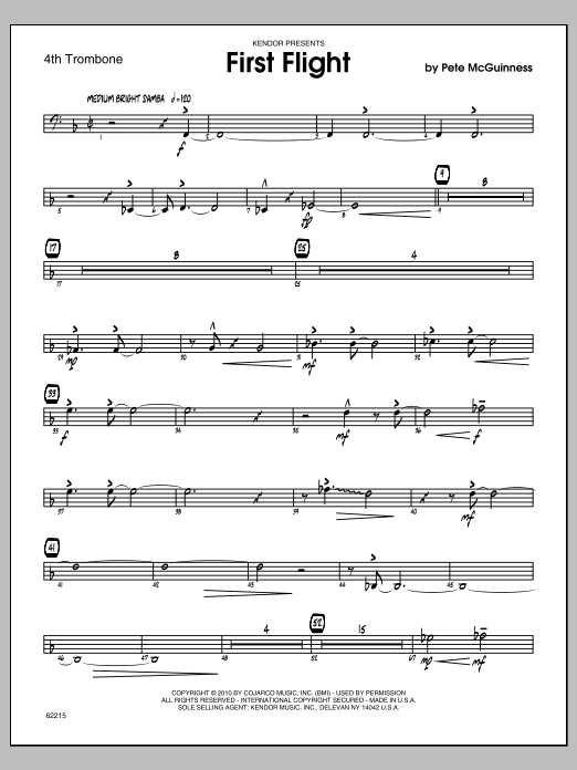 Download McGuinness First Flight - Trombone 4 Sheet Music