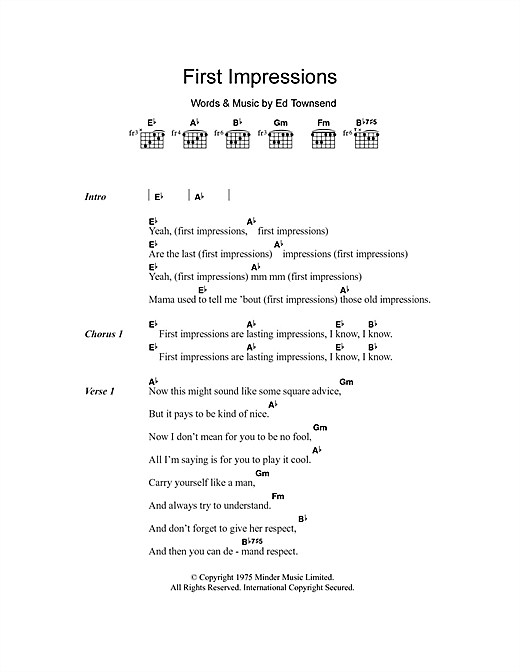 Download The Impressions First Impressions Sheet Music