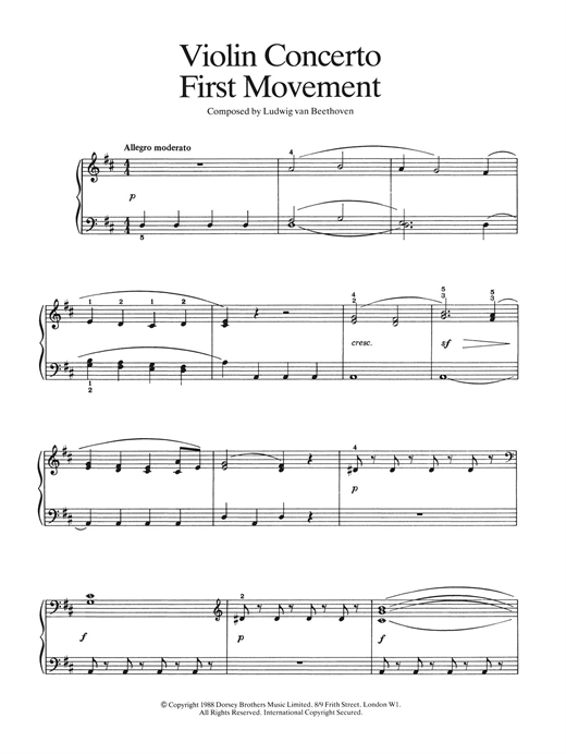 Download Ludwig van Beethoven First Movement (from Violin Concerto In Sheet Music