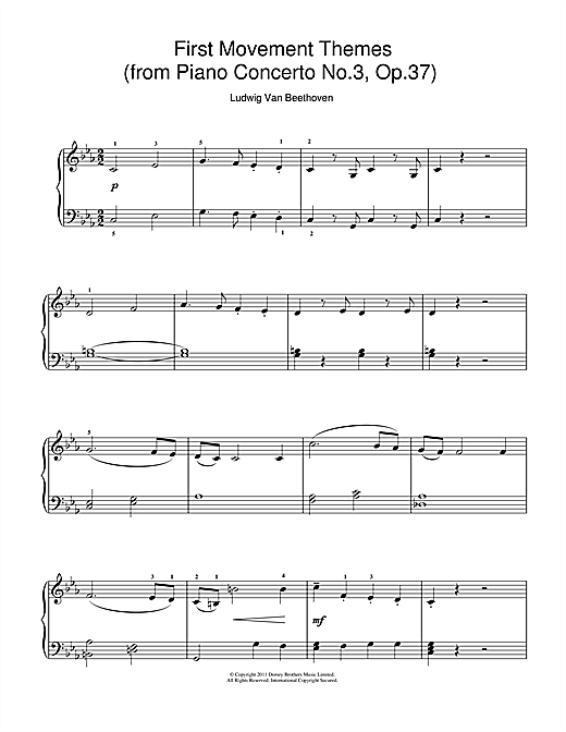 Download Ludwig van Beethoven First Movement Themes (from Piano Conce Sheet Music