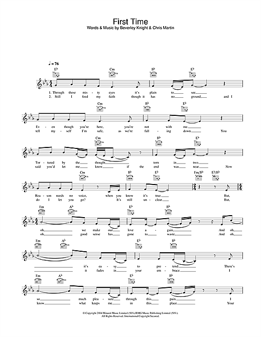 Beverley Knight First Time sheet music notes printable PDF score