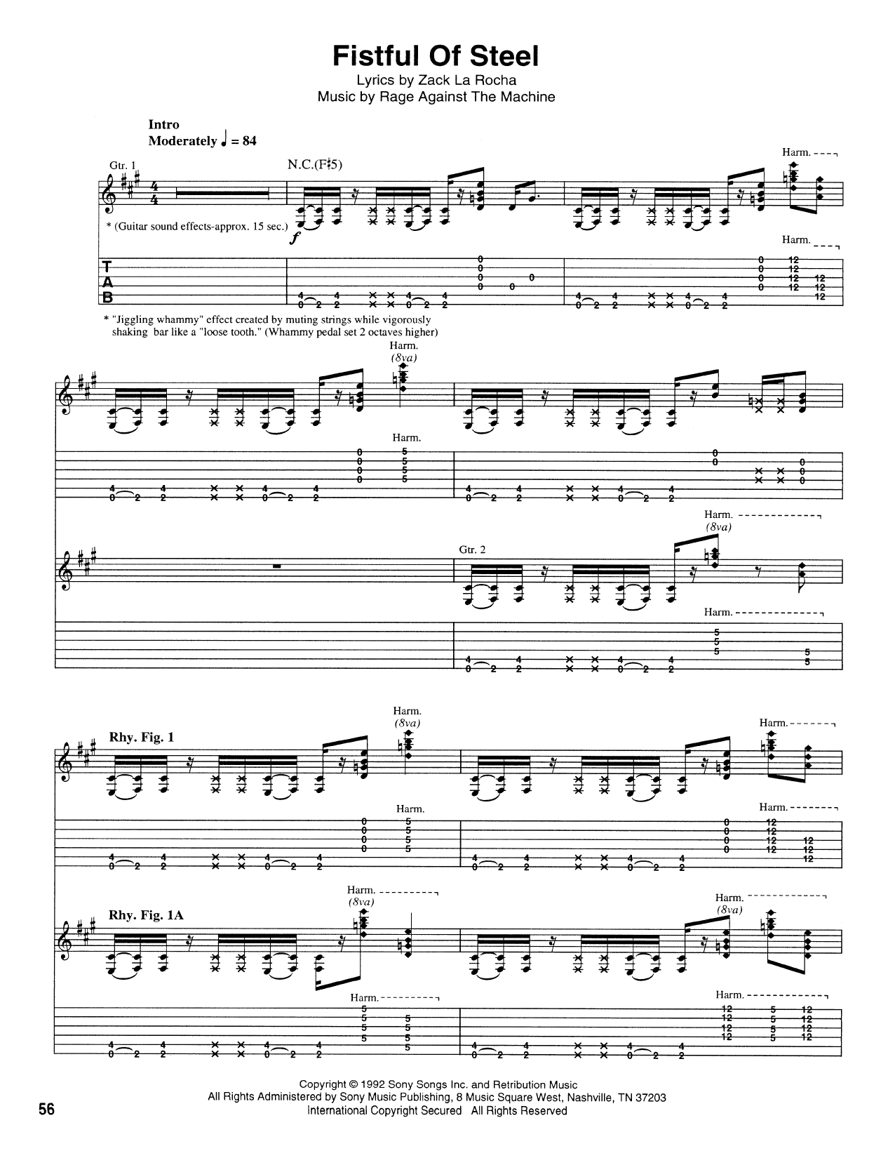 Download Rage Against The Machine Fistful Of Steel Sheet Music