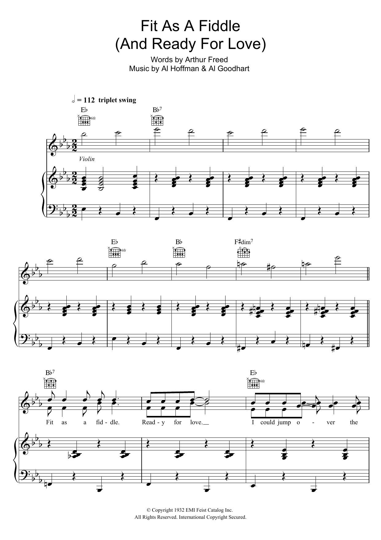 Download Al Hoffman Fit As A Fiddle (from 'Singin' In The R Sheet Music