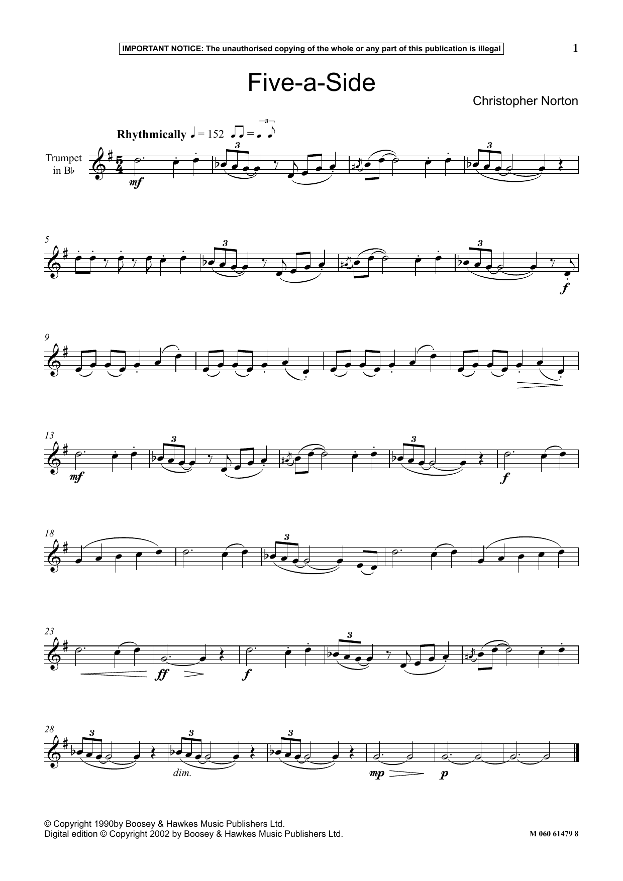 Download Christopher Norton Five-A-Side Sheet Music