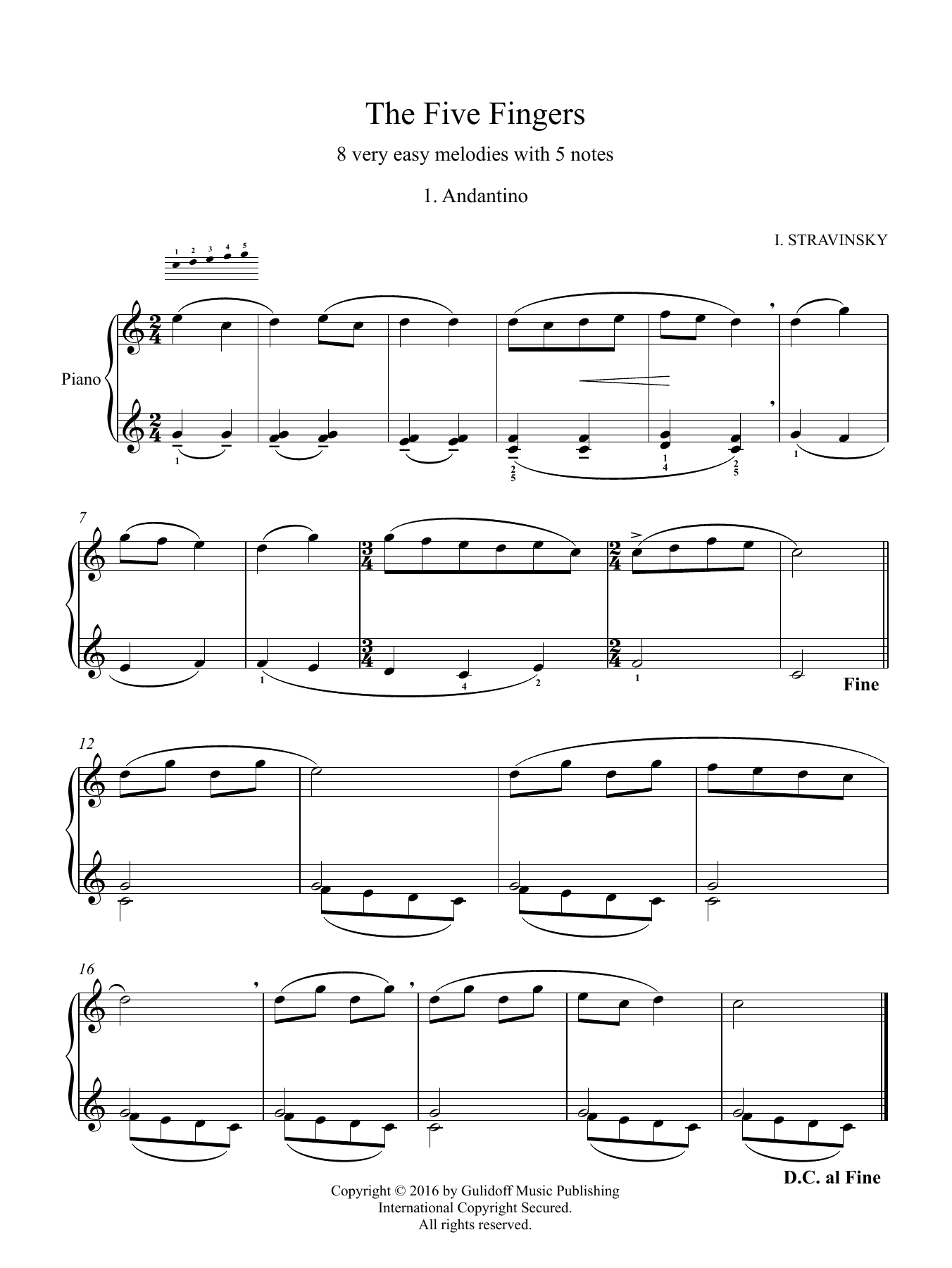 Download Igor Stravinsky Five Fingers (Les cinq doigts) all Sheet Music
