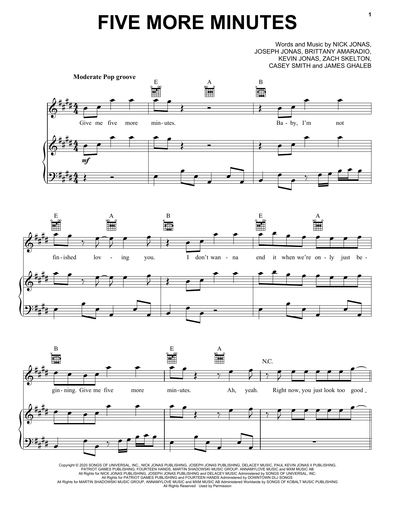 Download Jonas Brothers Five More Minutes Sheet Music