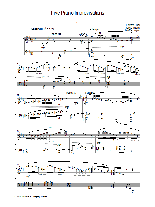 Download Edward Elgar Five Piano Improvisations: 4. Allegrett Sheet Music