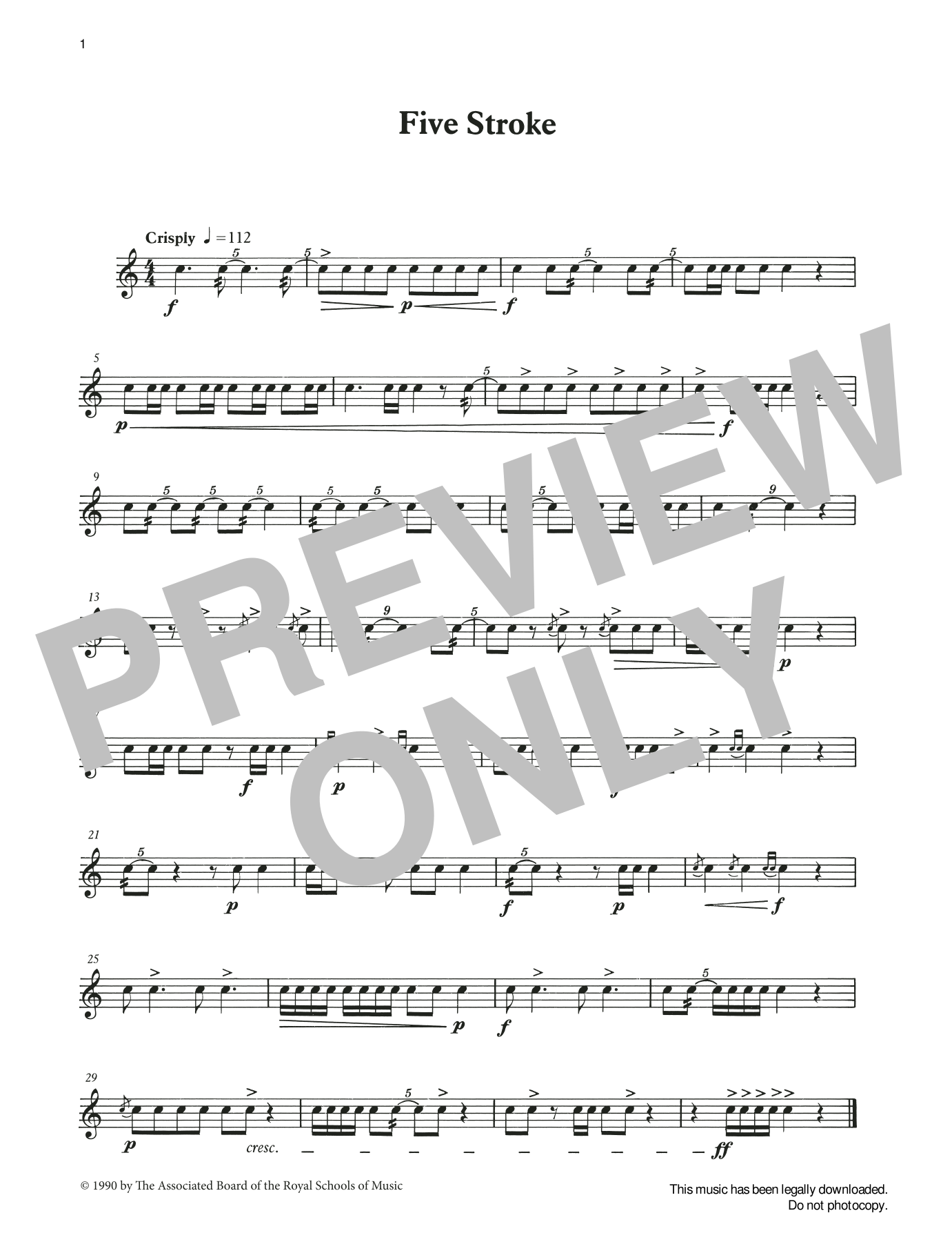 Download Ian Wright and Kevin Hathaway Five Stroke from Graded Music for Snare Sheet Music