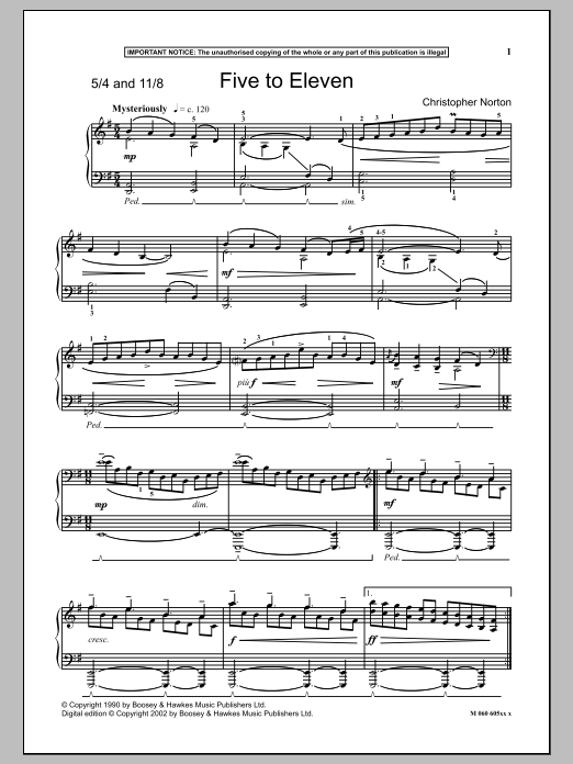 Download Christopher Norton Five To Eleven Sheet Music
