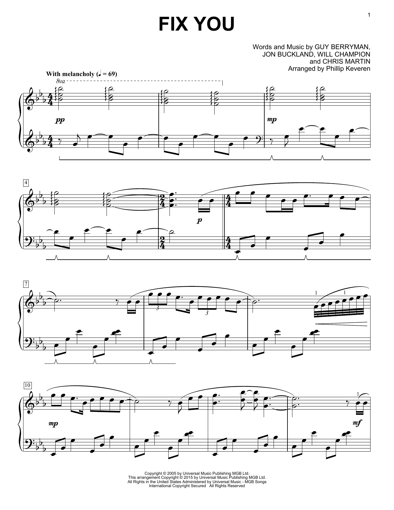 Download Coldplay Fix You [Classical version] (arr. Phill Sheet Music