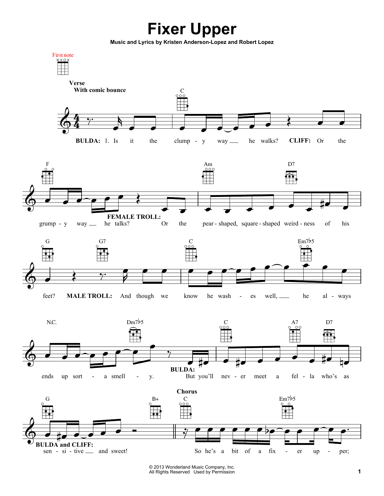 Download Maia Wilson and Cast Fixer Upper (from Disney's Frozen) Sheet Music