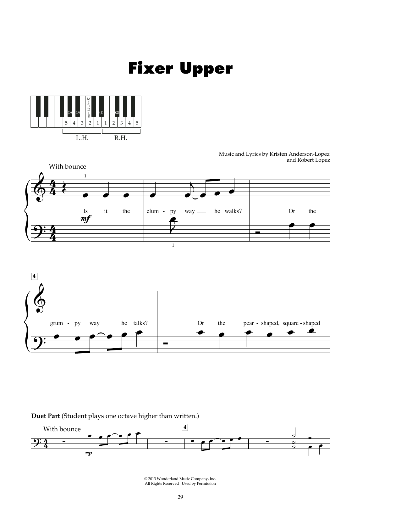 Download Kristen Anderson-Lopez & Robert Lope Fixer Upper (from Frozen) Sheet Music