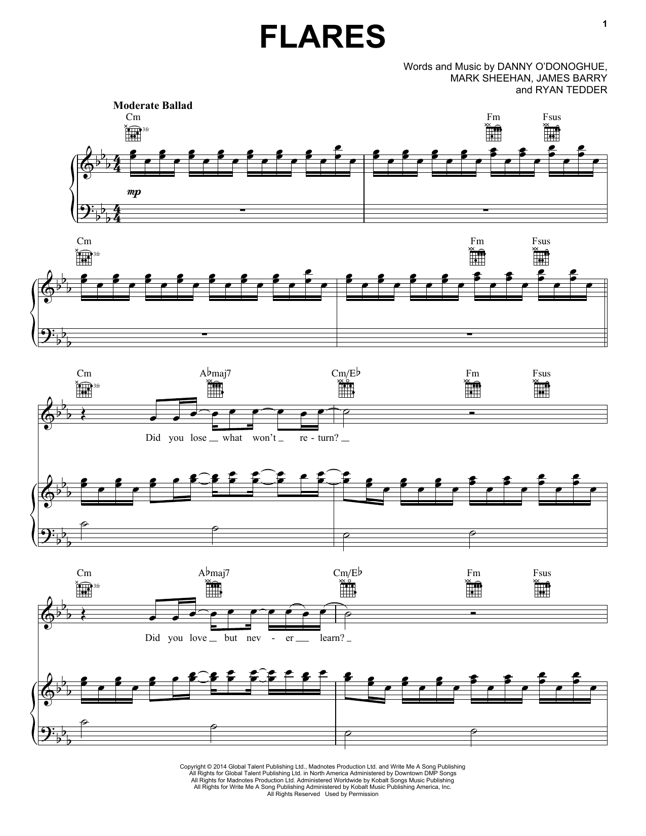 Download The Script Flares Sheet Music