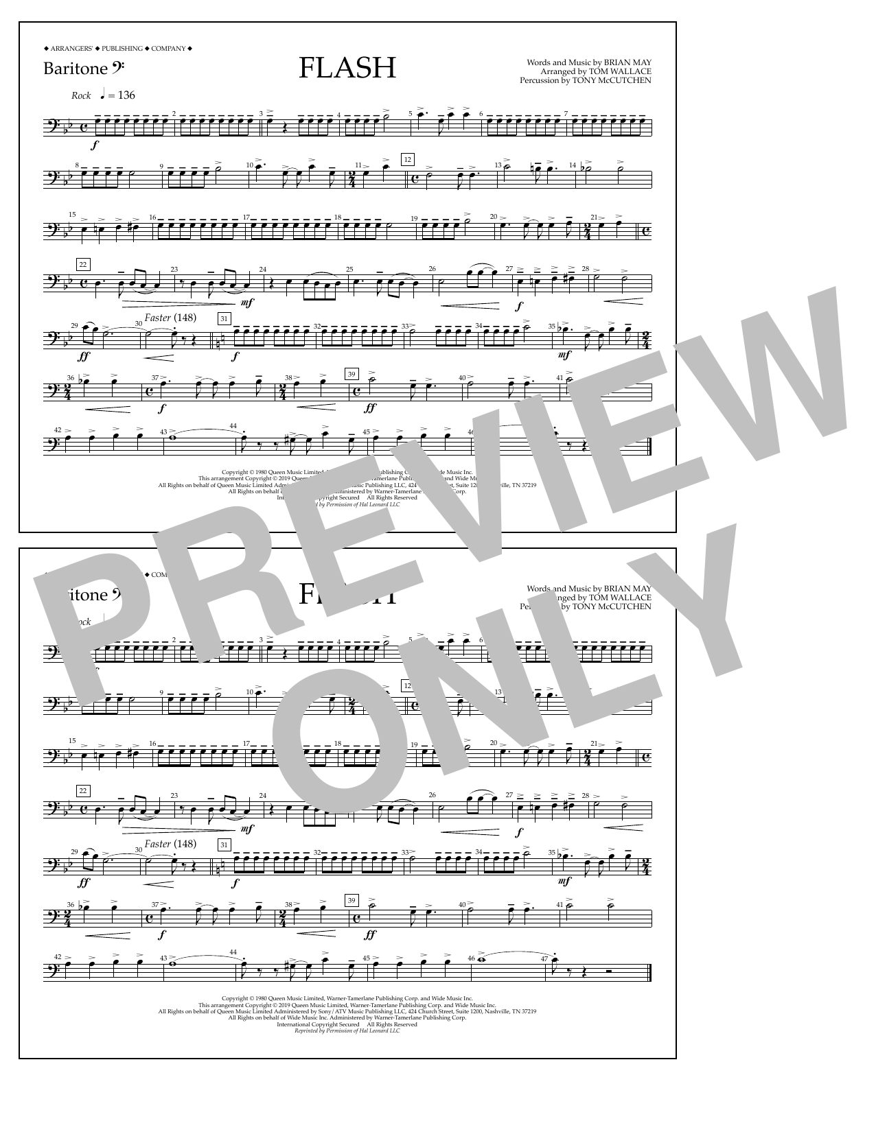 Download Queen Flash (arr. Tom Wallace) - Baritone B.C Sheet Music