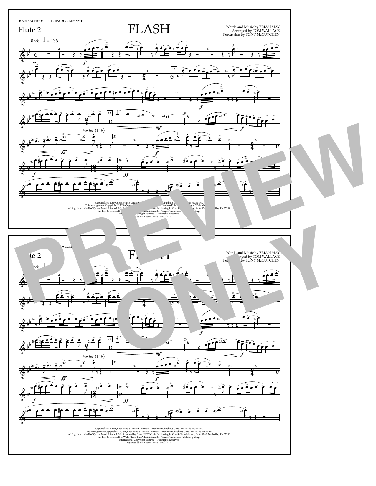 Download Queen Flash (arr. Tom Wallace) - Flute 2 Sheet Music