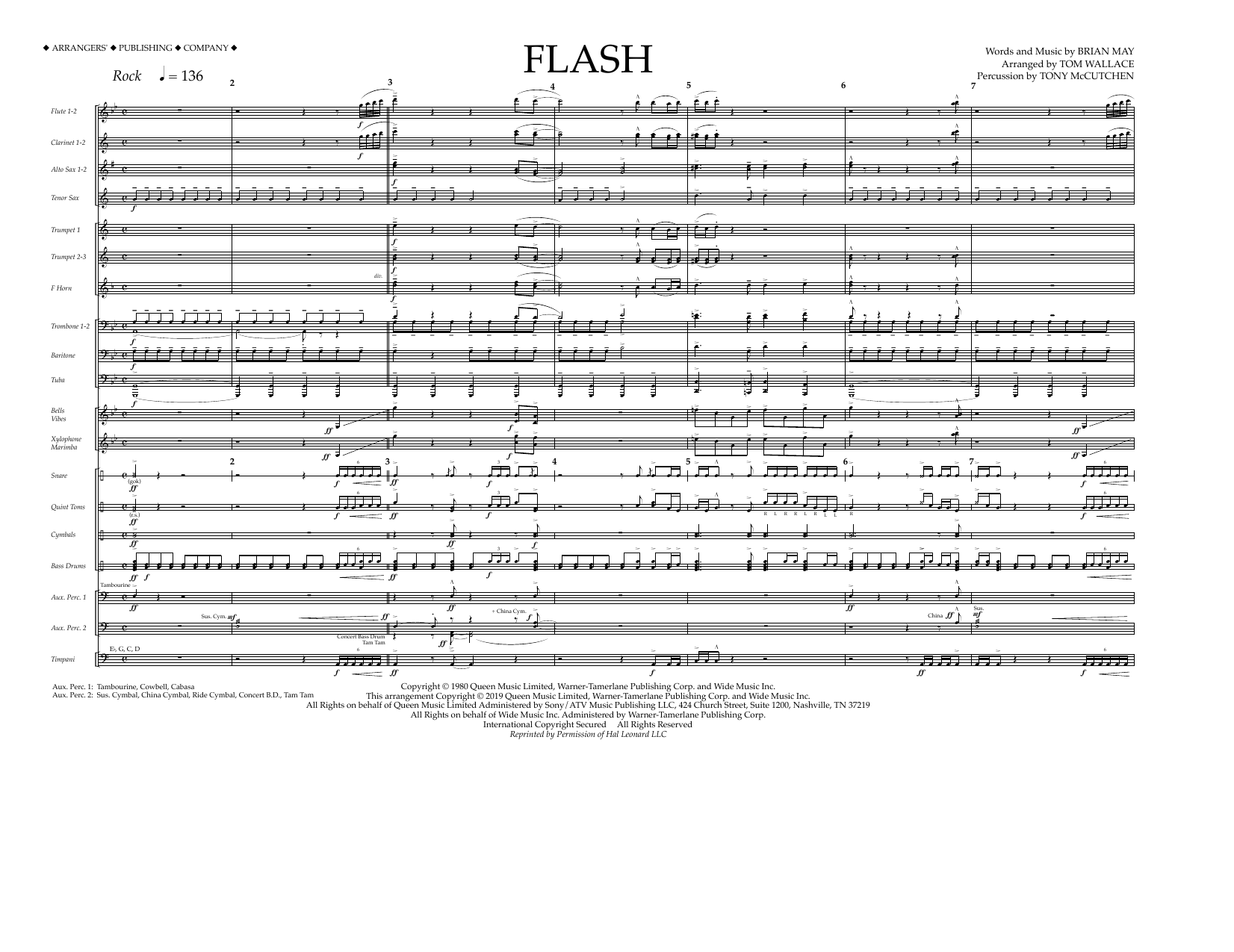 Download Queen Flash (arr. Tom Wallace) - Full Score Sheet Music