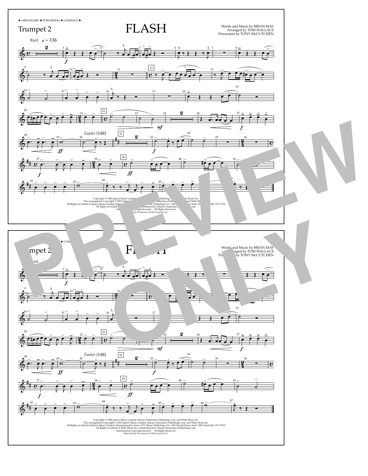 Download Queen Flash (arr. Tom Wallace) - Trumpet 2 Sheet Music