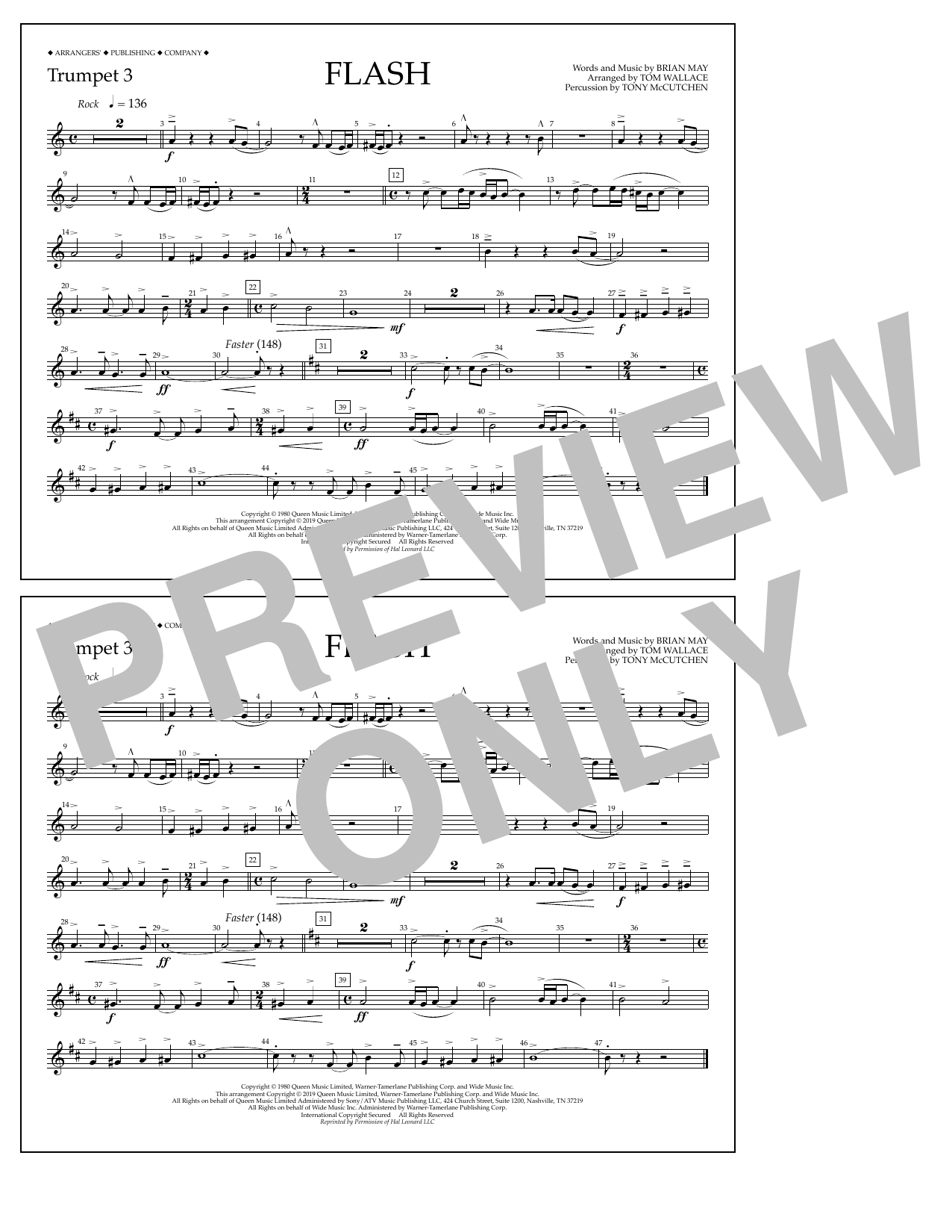Download Queen Flash (arr. Tom Wallace) - Trumpet 3 Sheet Music