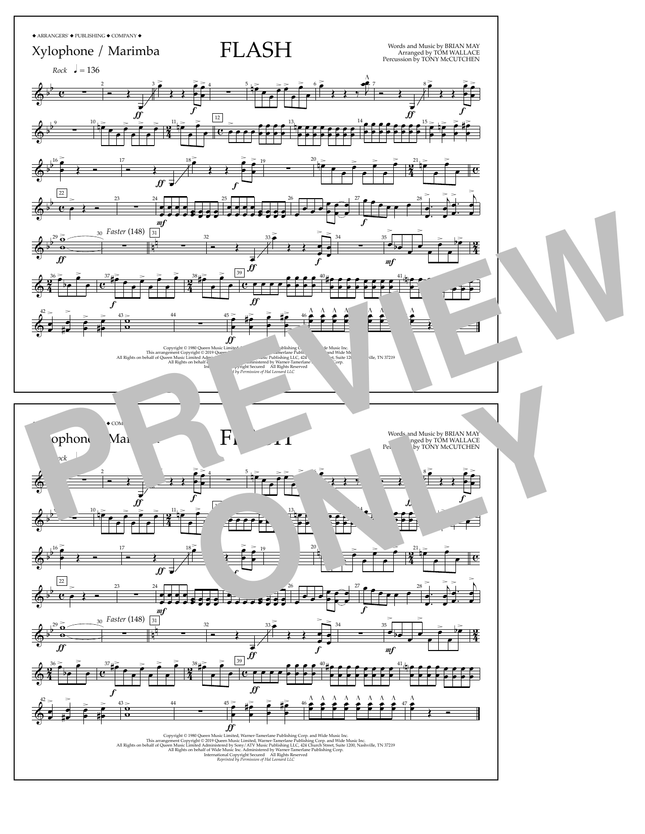 Download Queen Flash (arr. Tom Wallace) - Xylophone/Ma Sheet Music