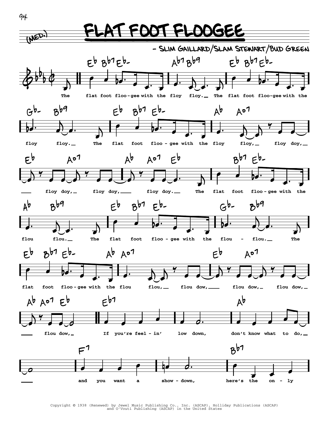 Slim Gaillard Flat Foot Floogee (Low Voice) sheet music notes printable PDF score