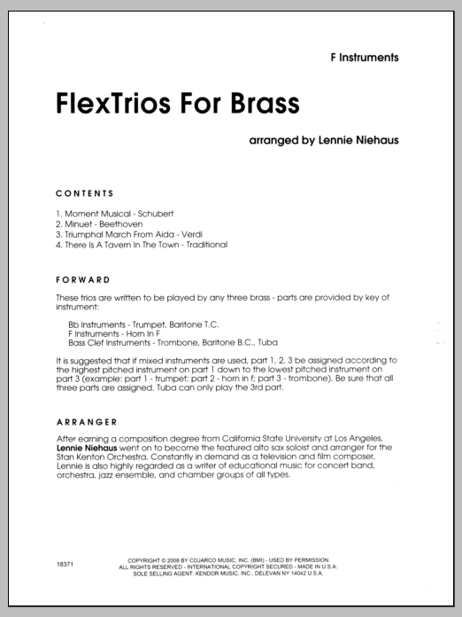 Download Niehaus FlexTrios For Brass (Playable By Any Th Sheet Music
