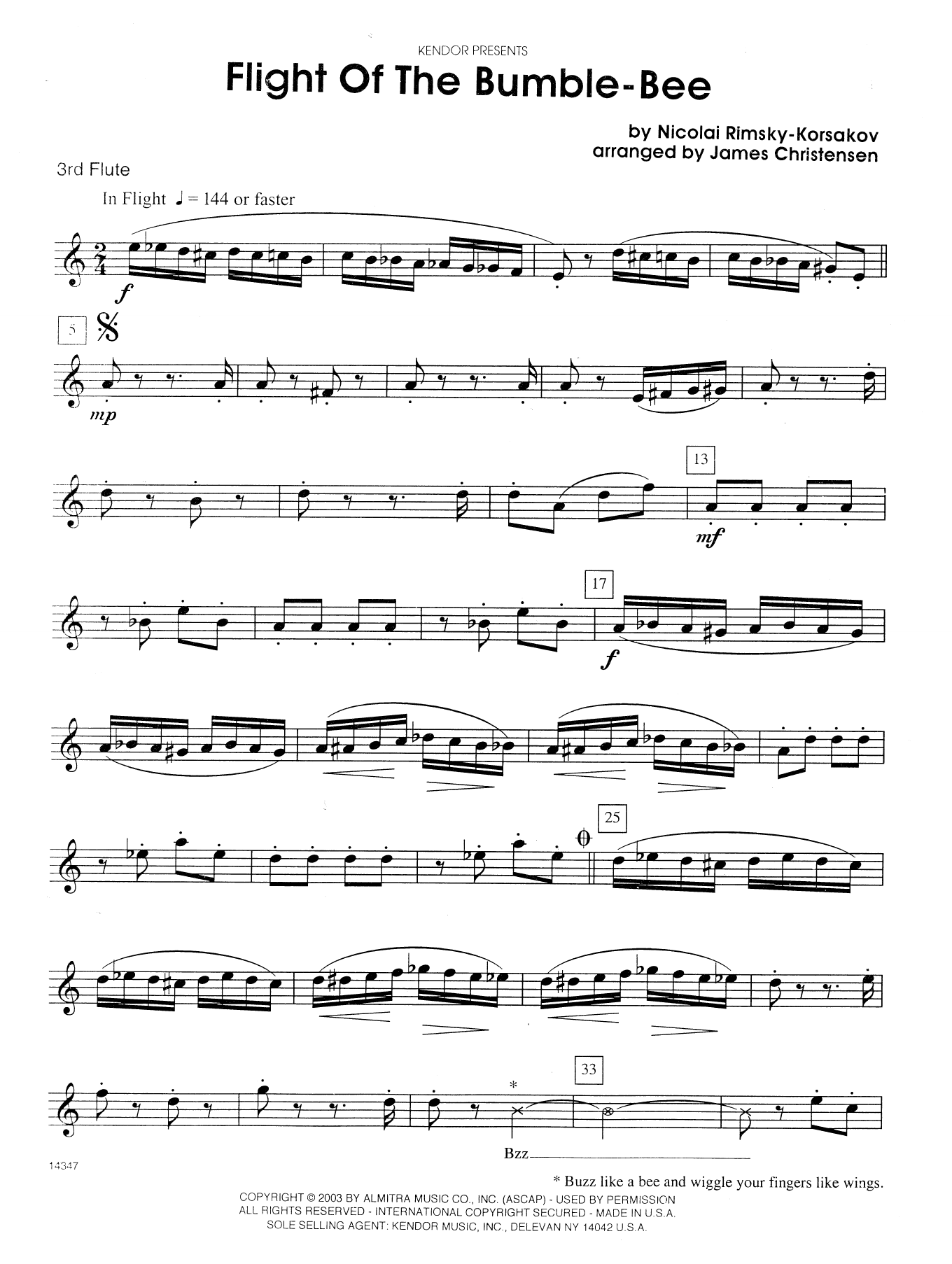Download James Christensen Flight Of The Bumble-Bee - 3rd C Flute Sheet Music