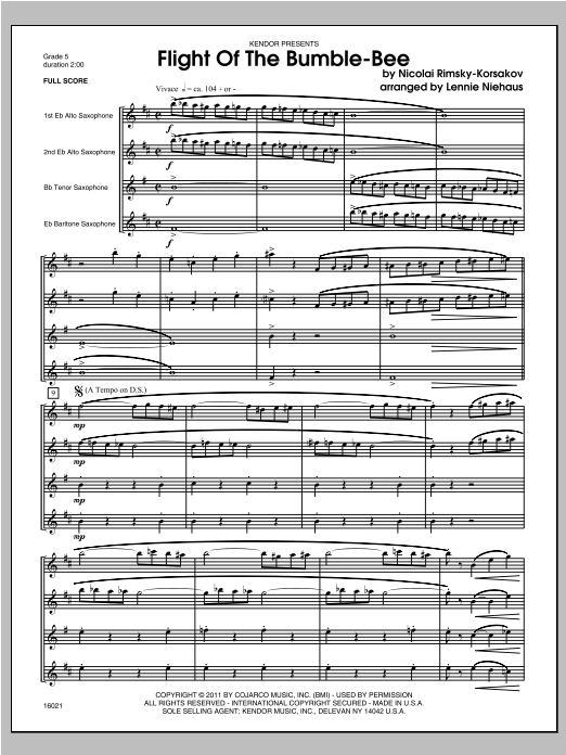 Download Niehaus Flight Of The Bumble-Bee - Full Score Sheet Music