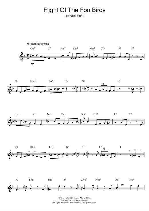 Neal Hefti Flight Of The Foo Birds sheet music notes printable PDF score