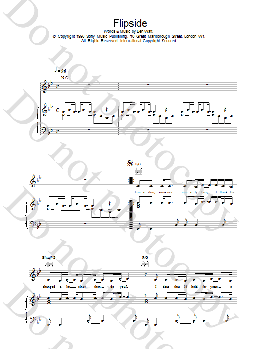 Everything But The Girl Flipside sheet music notes printable PDF score