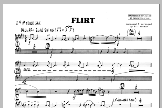 Download Bill Holman Flirt - 2nd Bb Tenor Saxophone Sheet Music