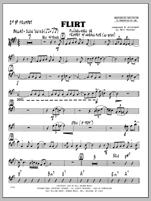 Download Bill Holman Flirt - 2nd Bb Trumpet Sheet Music