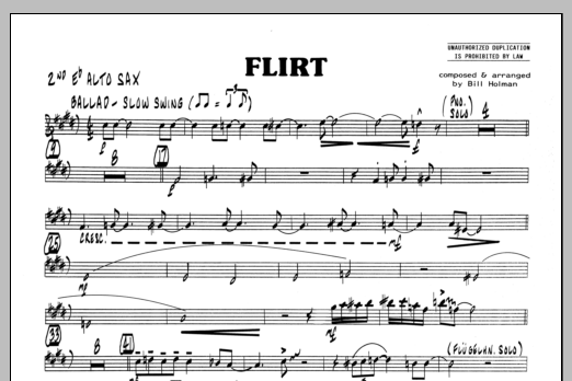 Download Bill Holman Flirt - 2nd Eb Alto Saxophone Sheet Music