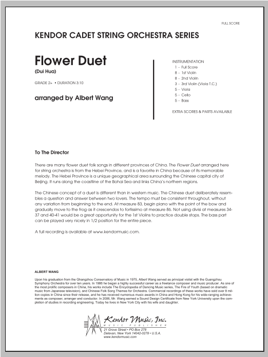 Download Wang Flower Duet (Dui Hua) - Full Score Sheet Music