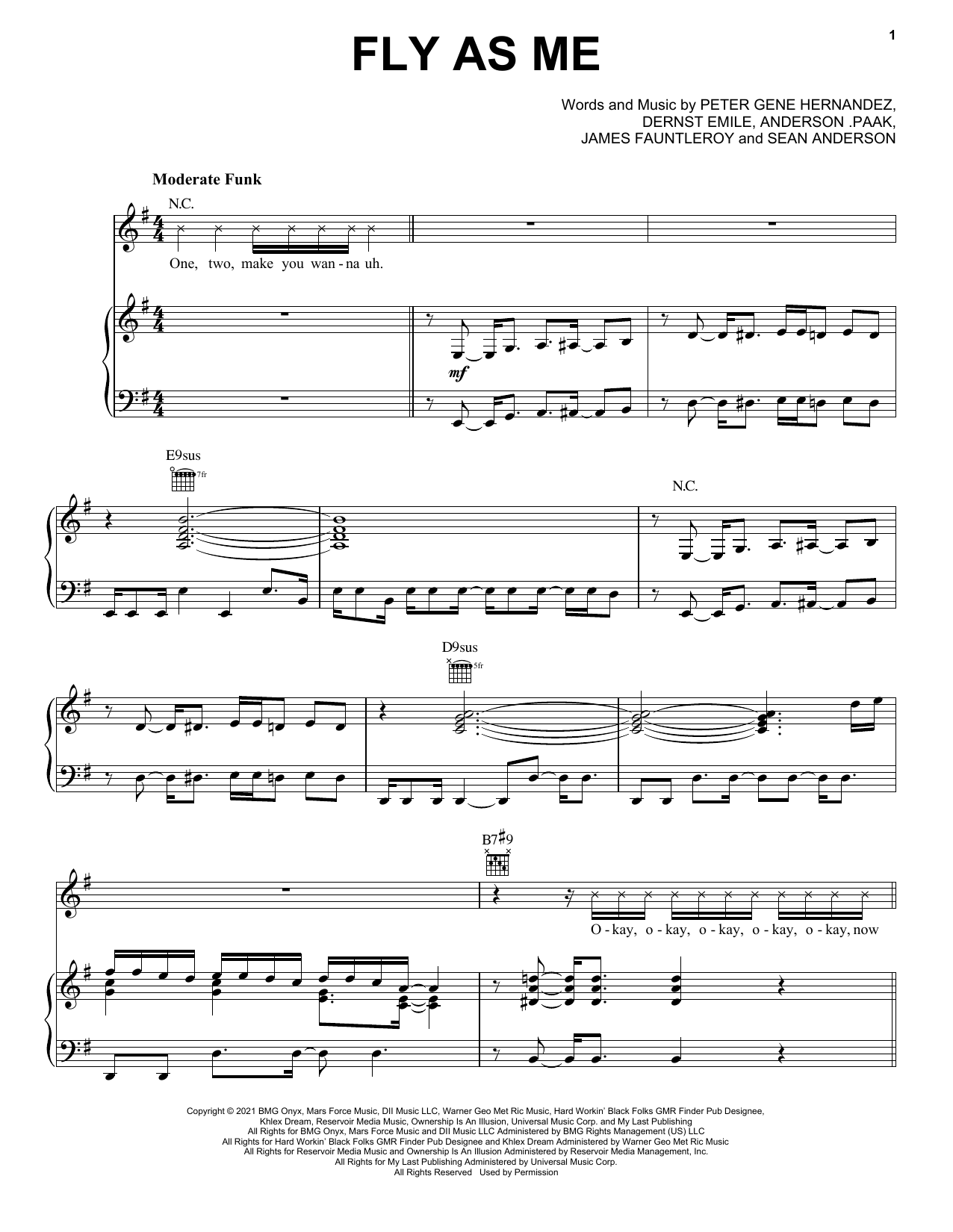 Download Silk Sonic Fly As Me Sheet Music