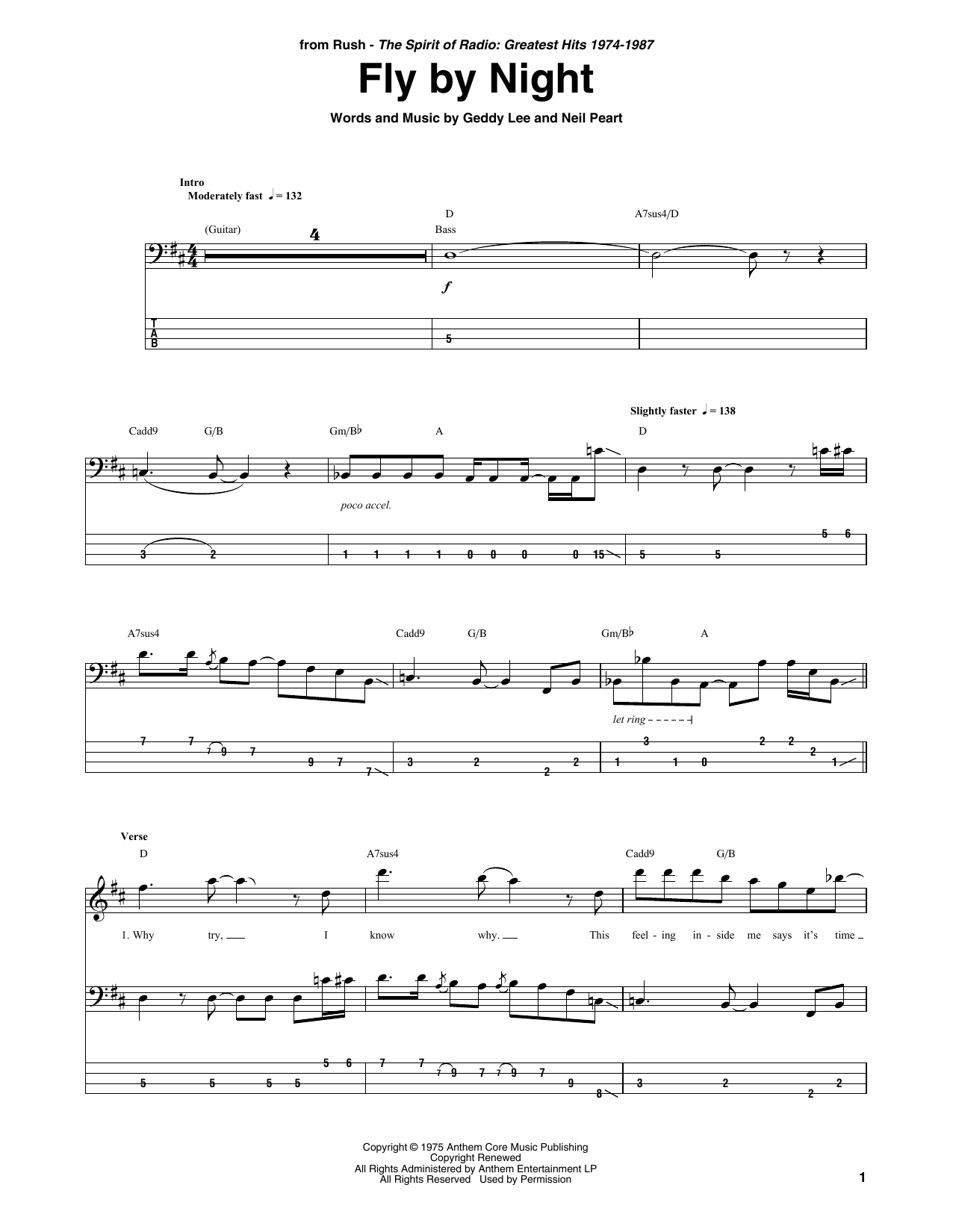 Download Rush Fly By Night Sheet Music