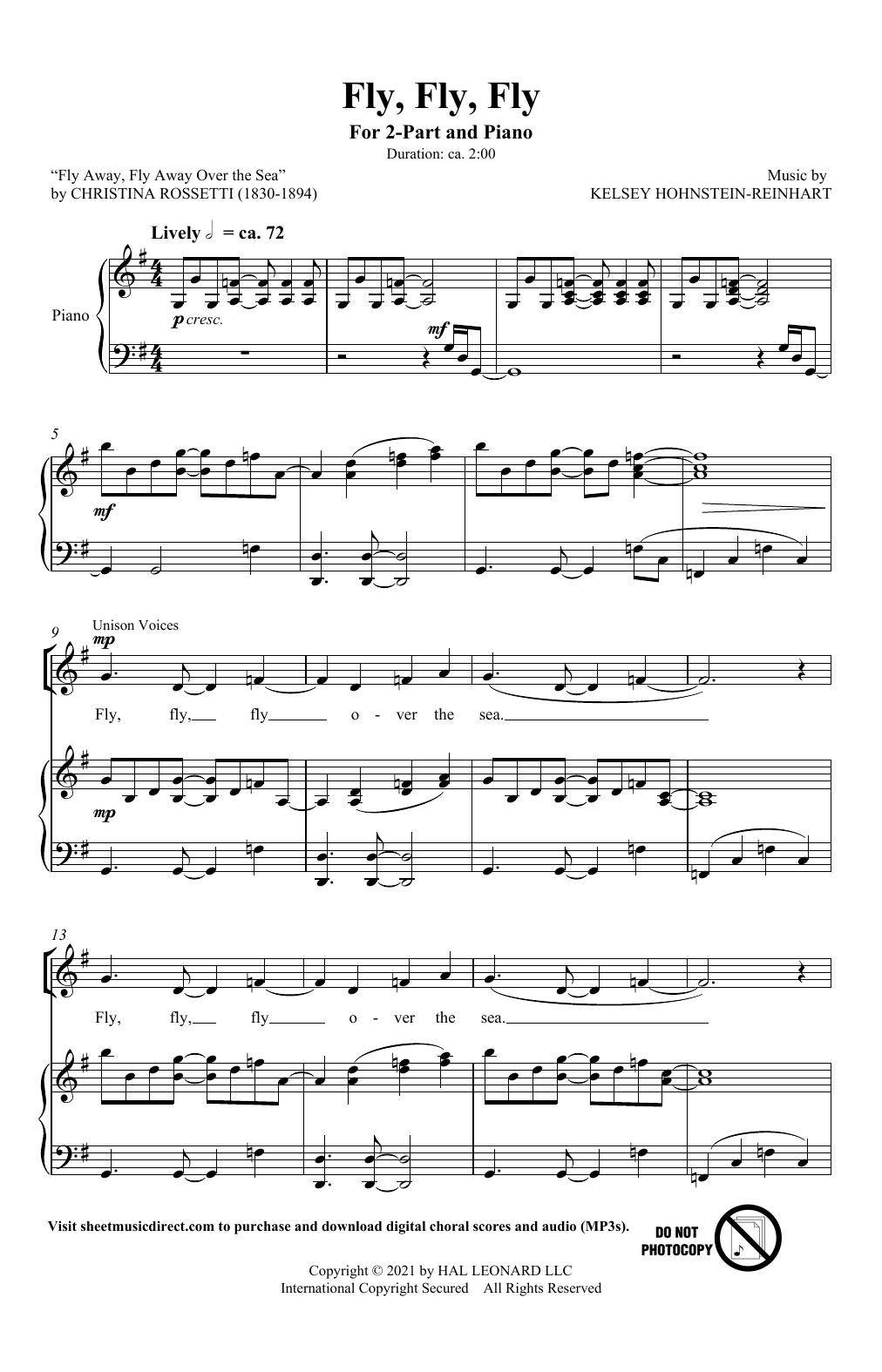 Download Kelsey Hohnstein-Reinhart Fly, Fly, Fly Sheet Music
