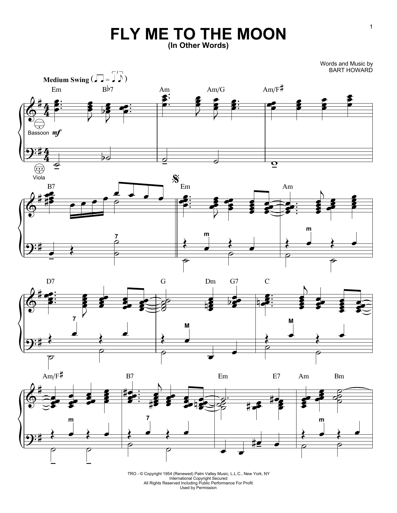 Download Bart Howard Fly Me To The Moon (In Other Words) (ar Sheet Music