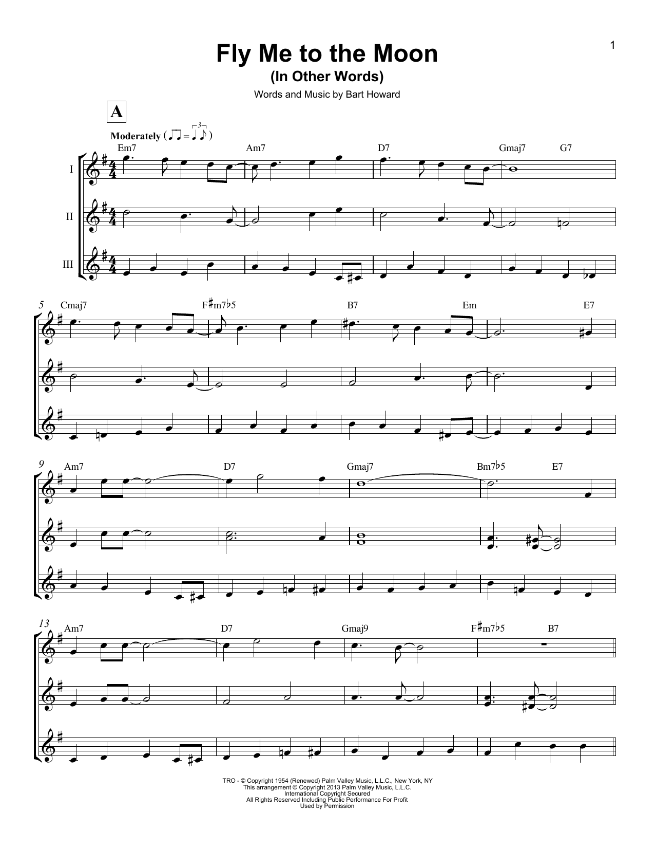 Download Bart Howard Fly Me To The Moon (In Other Words) Sheet Music