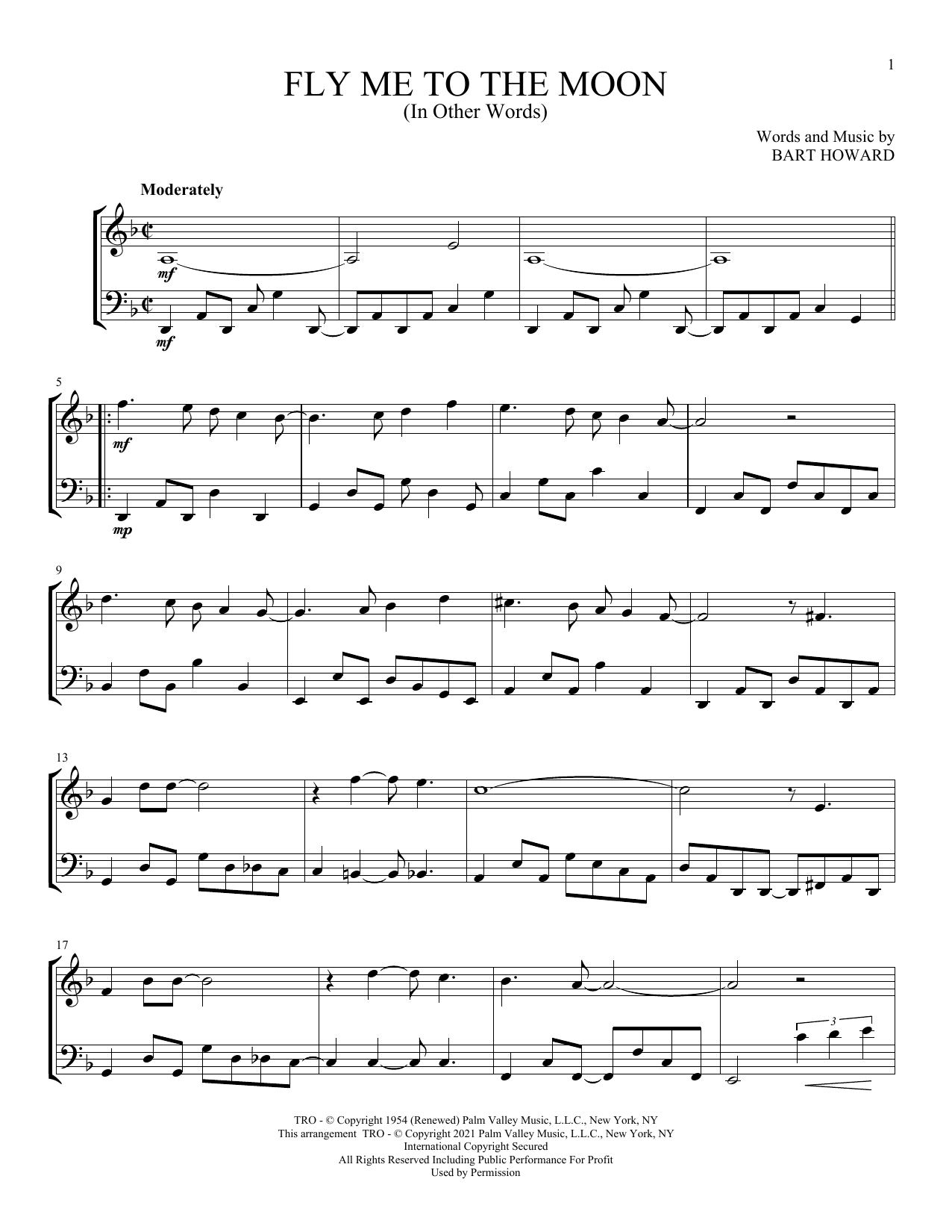 Download Frank Sinatra Fly Me To The Moon (In Other Words) Sheet Music