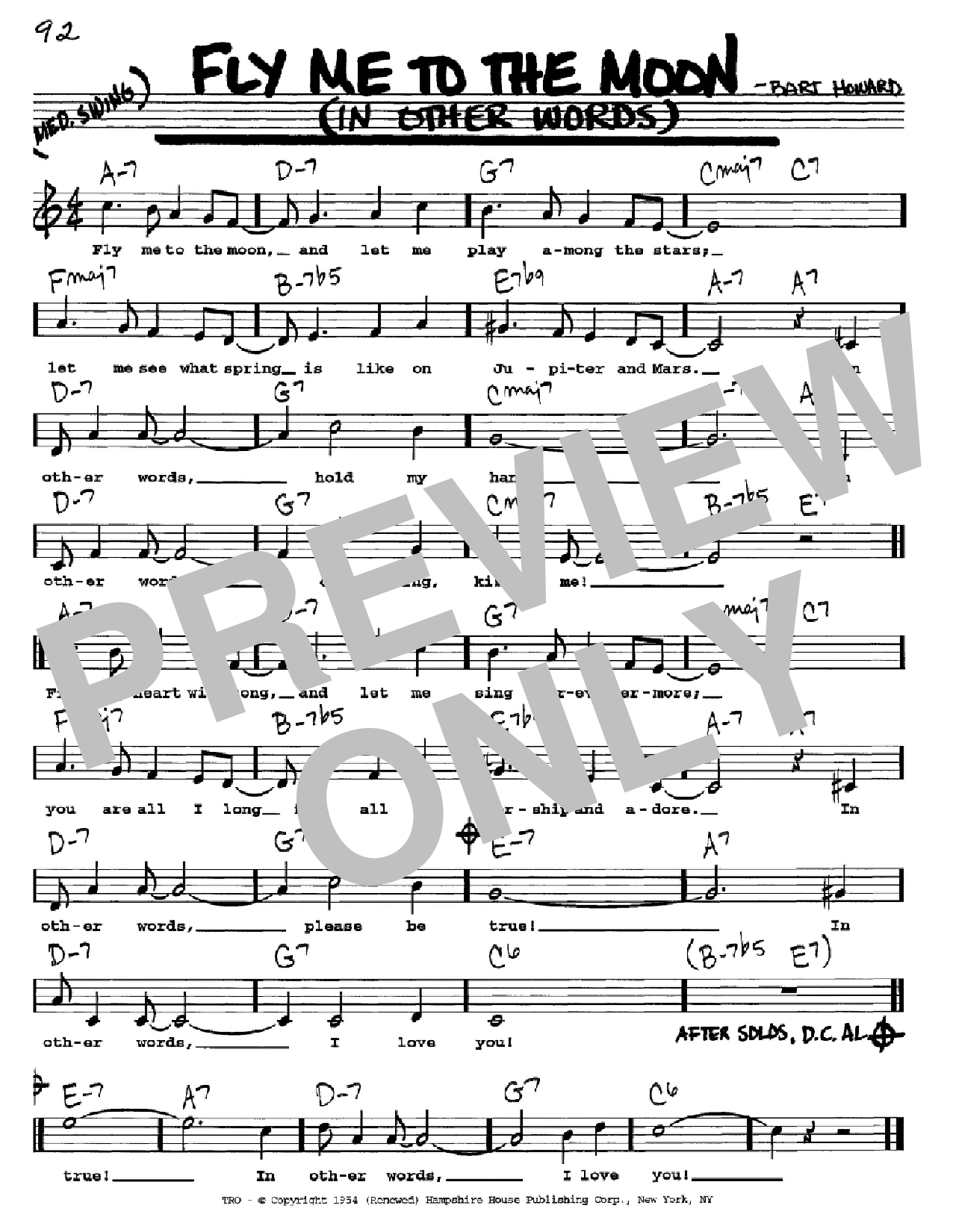 Download Frank Sinatra Fly Me To The Moon (In Other Words) Sheet Music