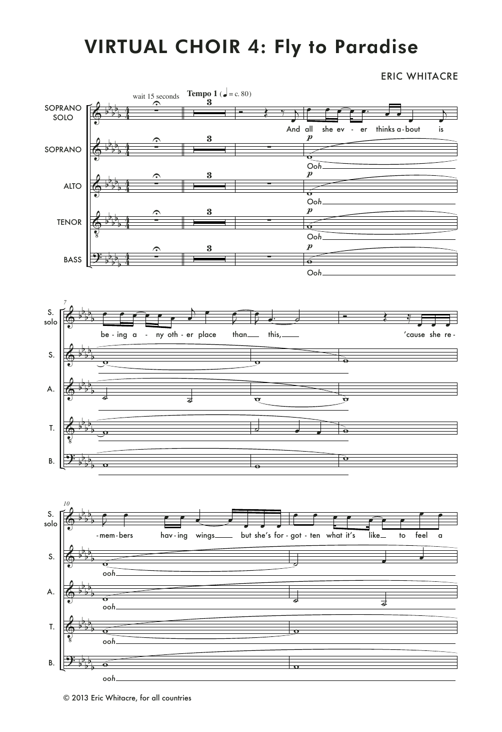 Download Eric Whitacre Fly To Paradise Sheet Music