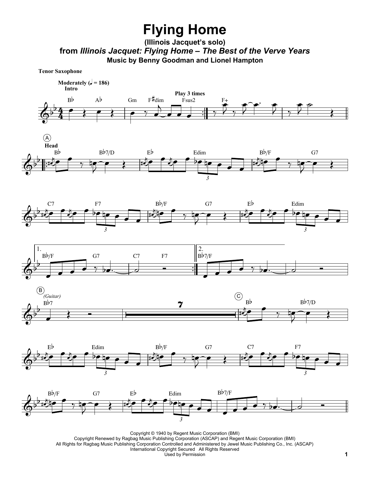 Download Illinois Jacquet Flying Home Sheet Music