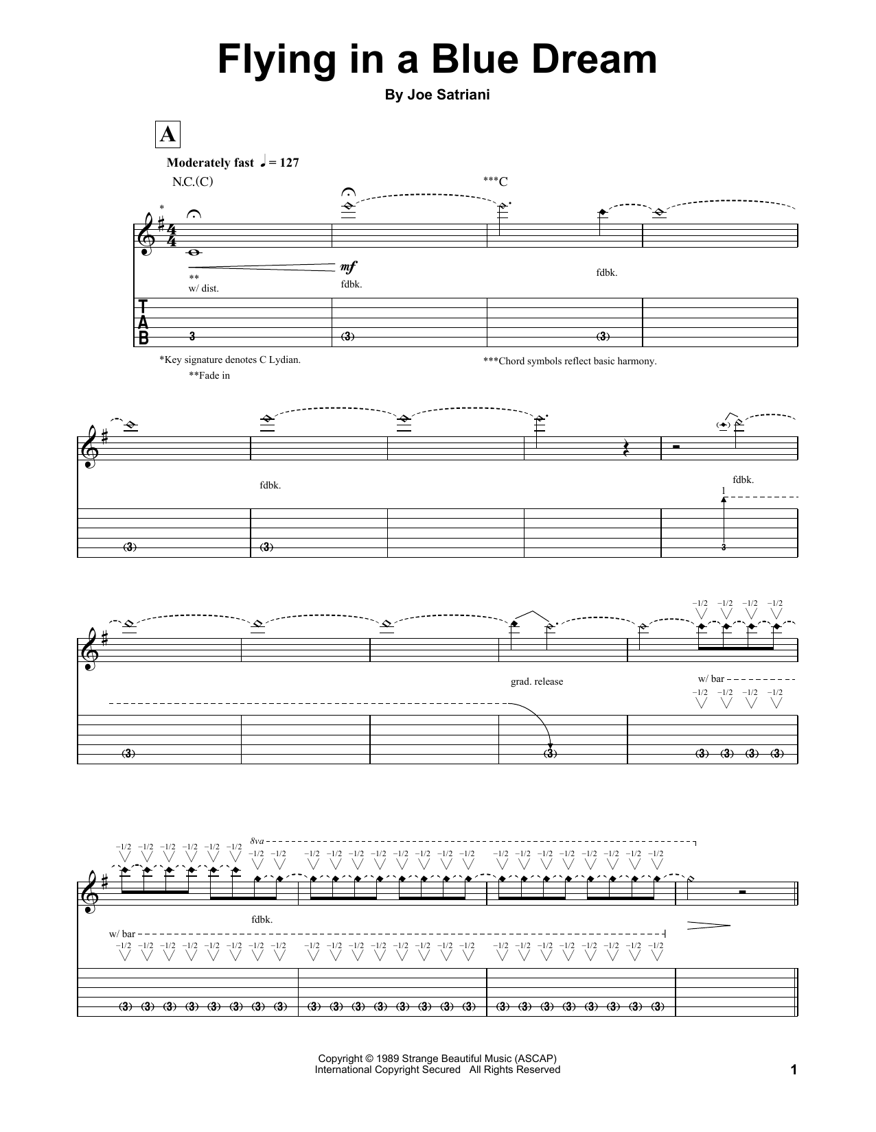 Download Joe Satriani Flying In A Blue Dream Sheet Music