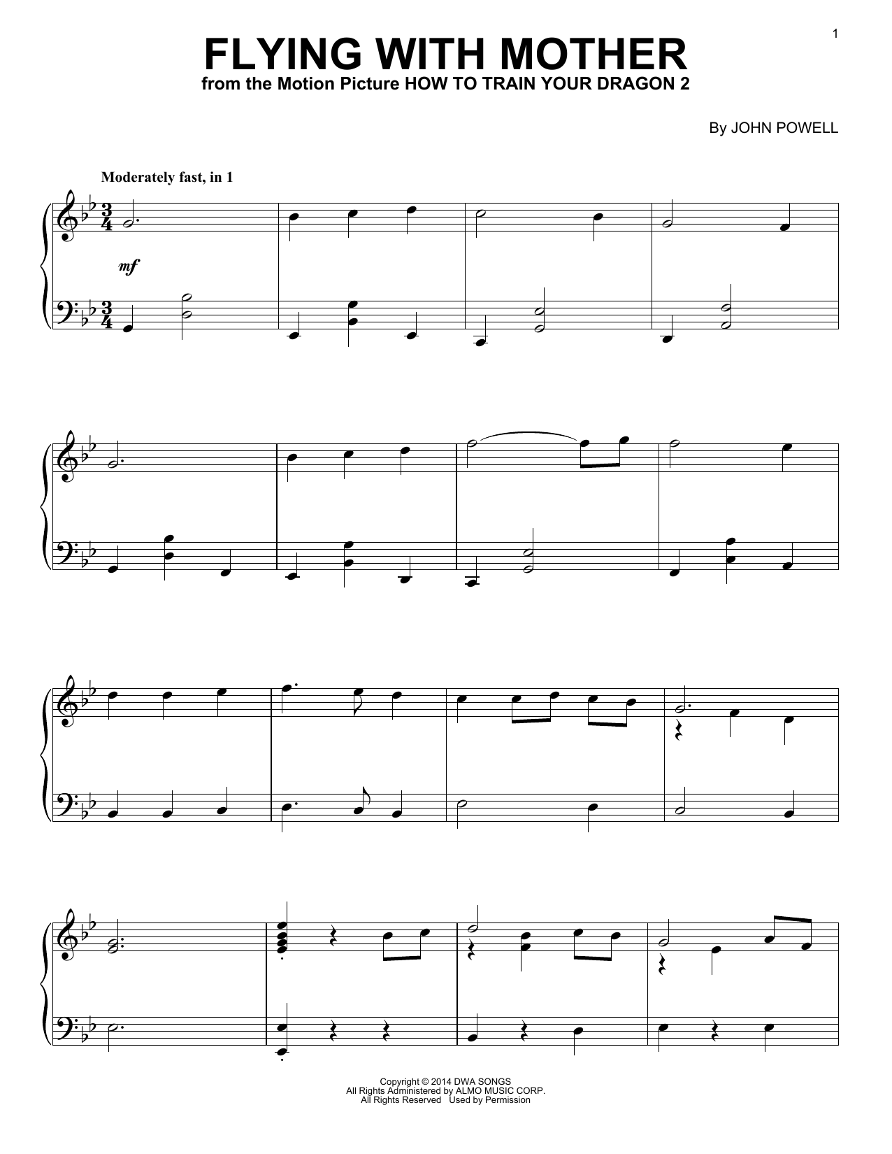Download John Powell Flying With Mother (from How to Train Y Sheet Music