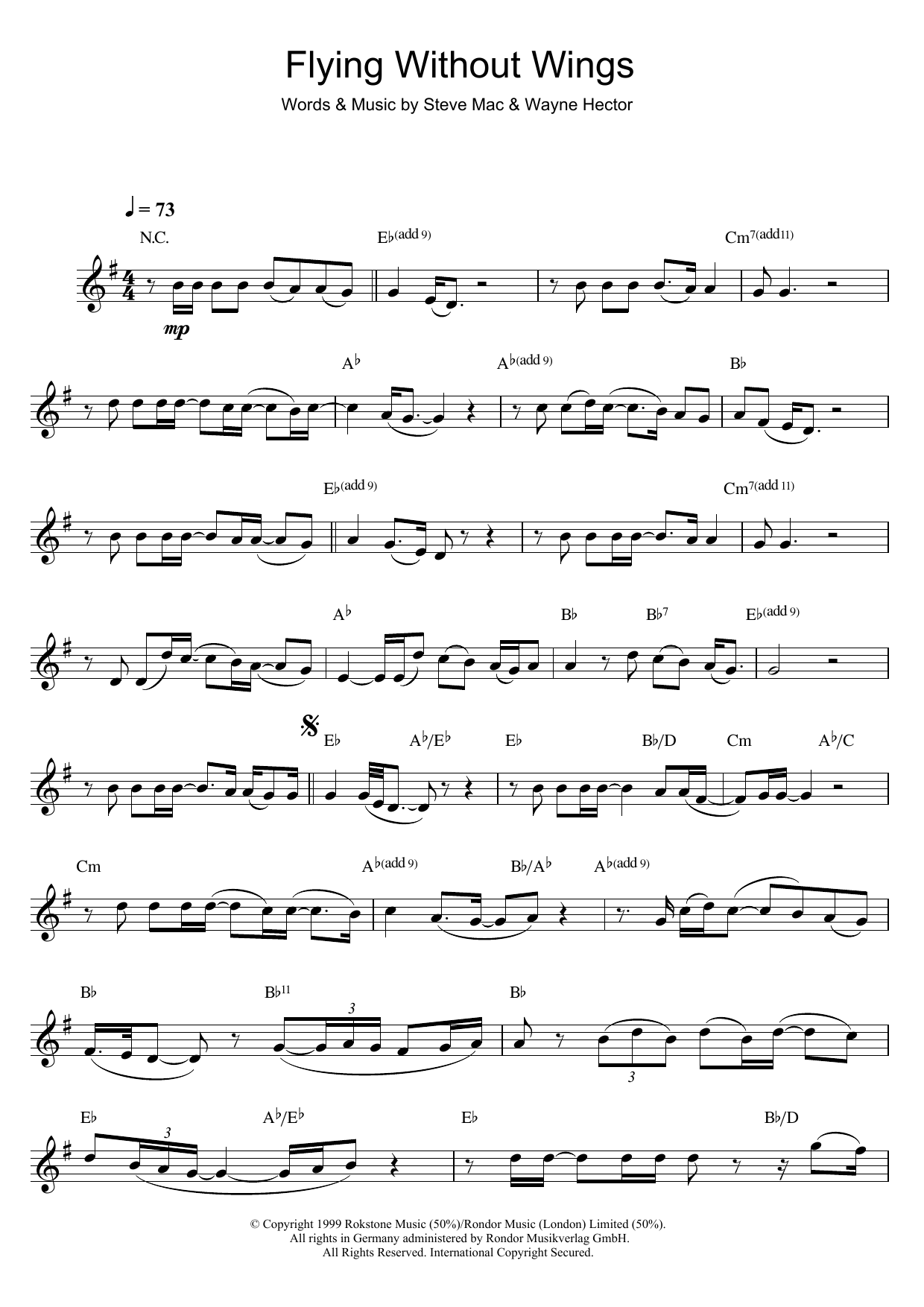 Download Westlife Flying Without Wings Sheet Music