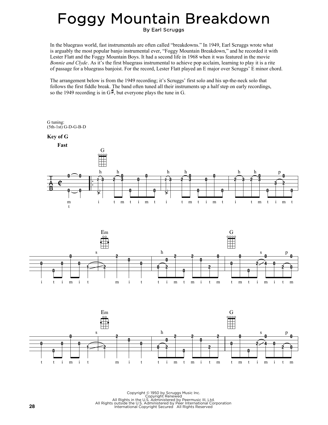 Lester Flatt & Earl Scruggs Foggy Mountain Breakdown (arr. Fred Sokolow) sheet music notes printable PDF score